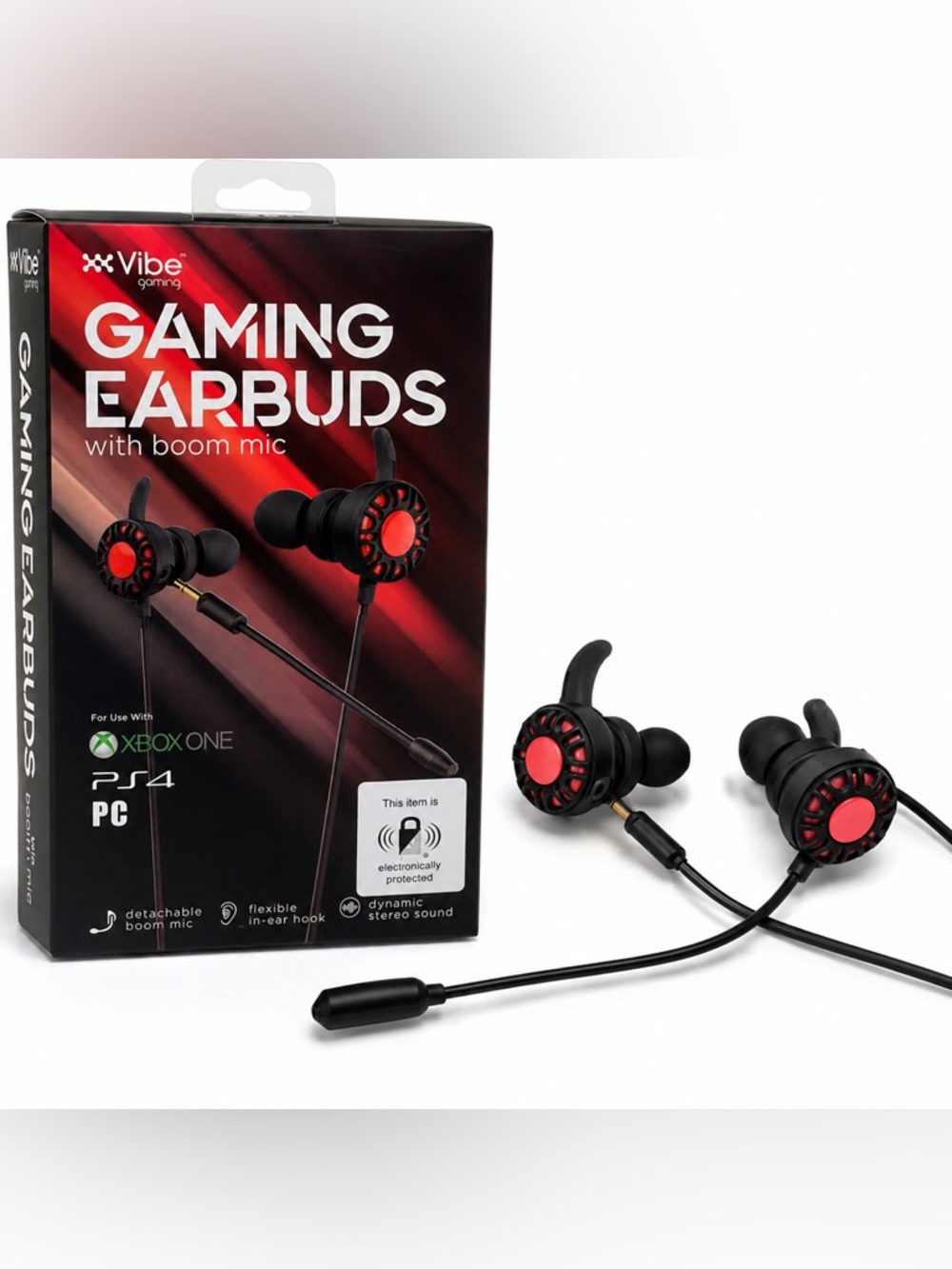 NIB Vibe Gaming Earbuds w/ Detachable Boom Mic Xbox One PS4 PC Stereo Sound